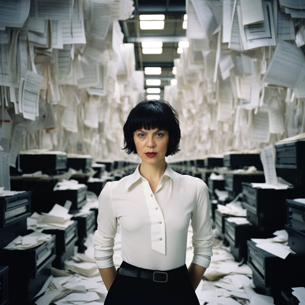 A woman with short black hair looking at the camera AI - Keren Shahar