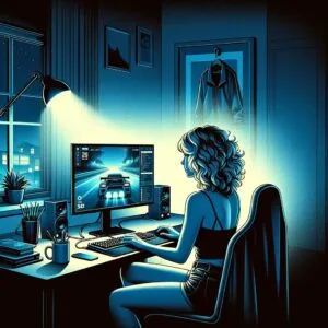 Girl play on Computer make in AI . Keren Shahar